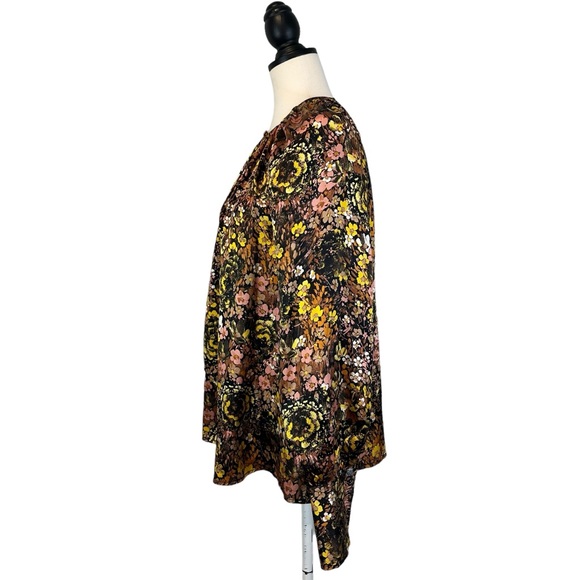CO Collections Floral Silk Blouse Raglan Puff Sleeve, Size S Spring Summer 2019 - Picture 5 of 13